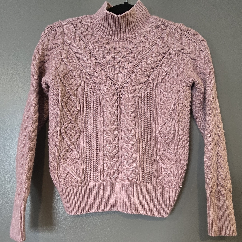 Abercrombie & Fitch Cable Knit Sweater - Dusty Pink